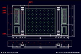 家装CAD实木背景压线墙板背景