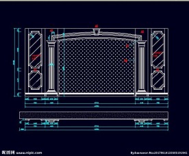 家装CAD实木背景压线墙板背景
