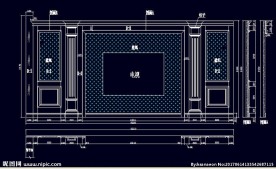 家装CAD实木背景压线墙板背景