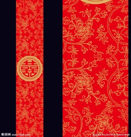 大红金色中式汉唐婚礼迎宾背景
