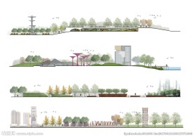 大型公园景观立面PSD