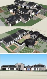 闽南风格幼儿园建筑草图大师SU