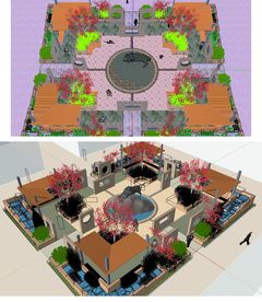 中庭景观SU草图大师SKP模型
