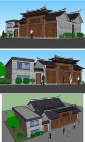 宗祠建筑草图SU模型