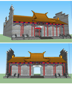 祠堂建筑草图大师SKP模型