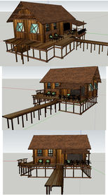垂钓木屋草图大师SU模型