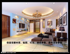 客厅手绘电视背景墙效果图