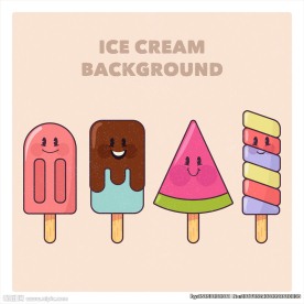 精致矢量有趣可爱雪糕插画