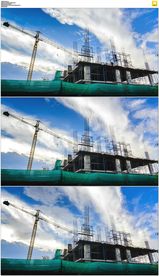 蓝天白云下的建筑工地