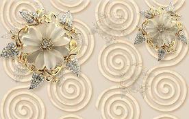 3D浮雕中式珠宝花朵电视背景墙