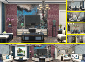 新中式客餐厅效果图