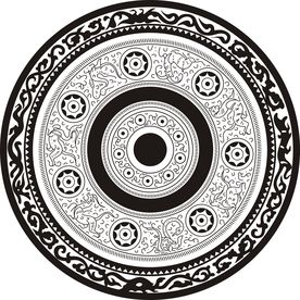 圆形古典回纹雕花花纹