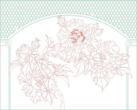 欧式芙蓉花艺术玻璃矢量图