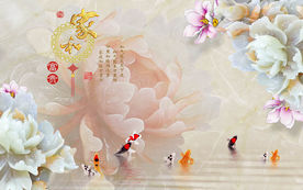 家和富贵玉石浮雕牡丹电视背景墙