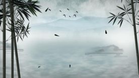 水墨风格山水飞鸟视频素材