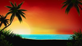 夕阳下的海滩矢量视频素材