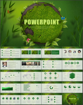 绿色地球蝴蝶环保PPT模板