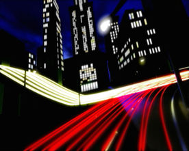 夜晚城市道路穿梭夜景