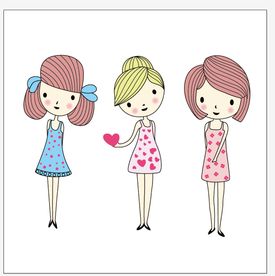 手绘卡通美女造型矢量素材