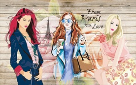 时尚美女背景墙装饰画