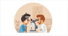 精致矢量有趣扁平眼科验光插画