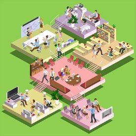 等距商场生活场景矢量素材