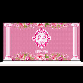 春暖花开粉色罗马柱婚礼背景