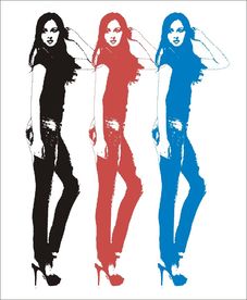 时尚模特黑白剪影