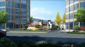 小区入口景观透视