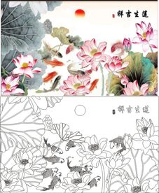 莲生吉祥荷花鱼