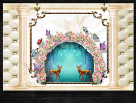 欧式软包背景墙欧式罗马柱花园