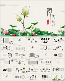 水墨荷花中国风PPT模板