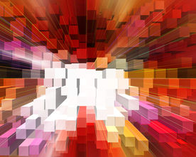 原创抽象立方体背景红色科技图