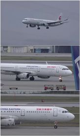 中国东方航空飞机降落抵达机场