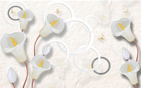 3D立体马蹄莲玉雕电视背景墙