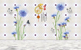 家和富贵3D立体花卉电视背景墙