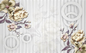 3D立体浮雕花朵电视背景墙