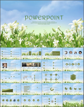 清新花卉商务工作总结PPT模板