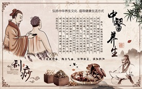 中医养生刮痧背景墙