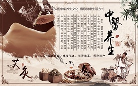 中医养生艾灸背景墙