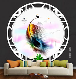 中式圆框 挂画 写意 新风格