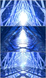 快速穿梭闪耀蓝色三角隧道