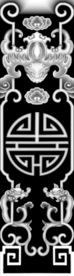 蝙蝠双龙靠背精雕浮雕灰度