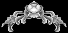牡丹洋花门上花精雕浮雕灰度