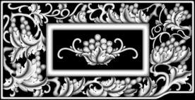 葡萄多子床背板精雕浮雕灰度图