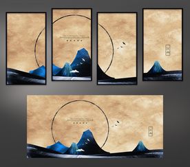 现代中式山水装饰画旭日东升