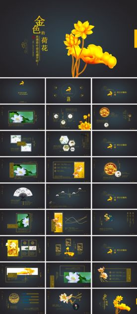 高端金色荷花企业宣传介绍PPT