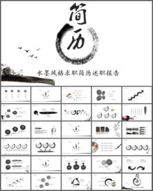 中国风简约个人简历ppt模板