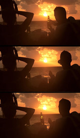 海滩上喝啤酒视频素材