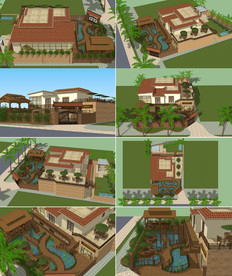 欧式别墅庭院花园模型